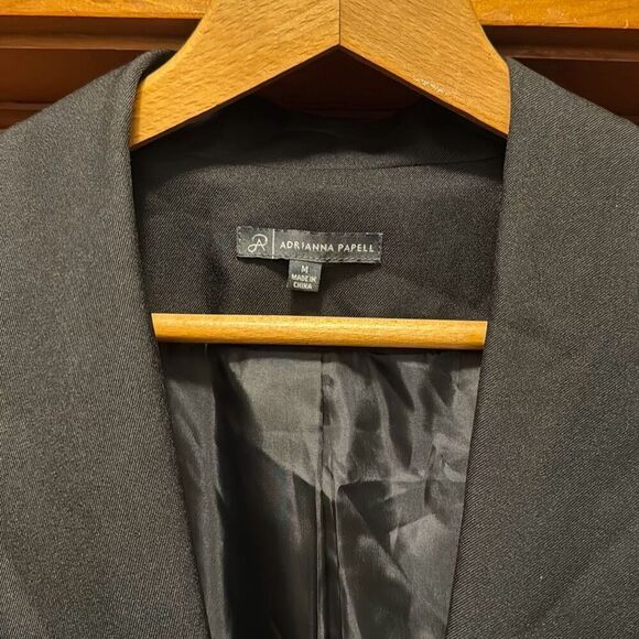 Adriana Papell Black Puffy Shoulder One Button Blazer Women’s Medium - Picture 2 of 4